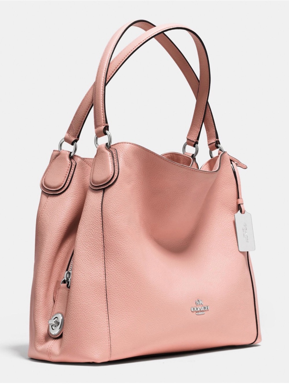 Coach Pebbled Leather Shoulder Bag in Pink